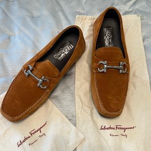 Salvatore Ferragamo Suede Cognac Drivers Sz 9EE